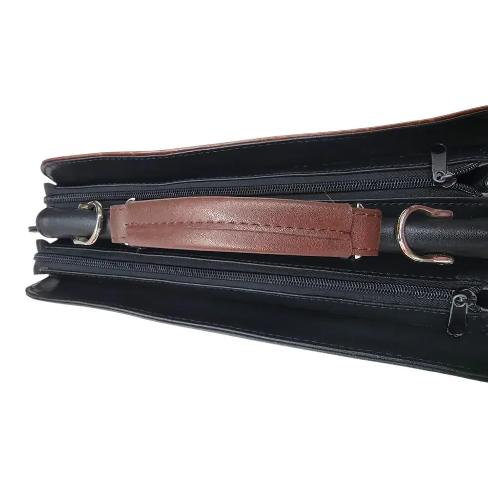 Western Faux Croc Briefcase Laptop Bag Heart Concho Black Brown Organizer